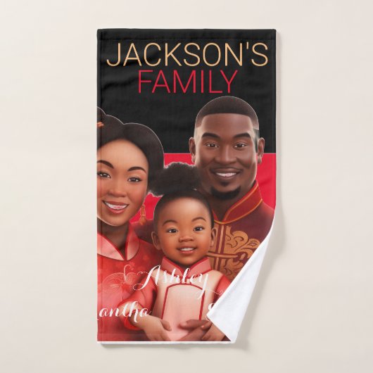 Gepersonaliseerde Afro-Amerikaanse familie, zwarte Bad Handdoek (Handdoek)