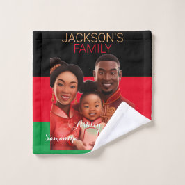 Gepersonaliseerde Afro-Amerikaanse familie, zwarte Bad Handdoek