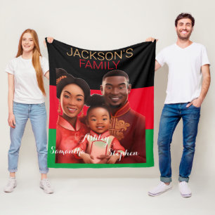 Gepersonaliseerde Afro-Amerikaanse familie, zwarte Fleece Deken