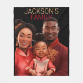 Gepersonaliseerde Afro-Amerikaanse familie, zwarte Fleece Deken (Voorkant)