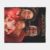 Gepersonaliseerde Afro-Amerikaanse familie, zwarte Fleece Deken (Voorkant (Horizontaal))