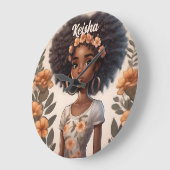 Gepersonaliseerde Afro-Amerikaanse meisje klok (Hoek)