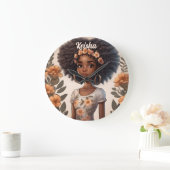Gepersonaliseerde Afro-Amerikaanse meisje klok (Huis)