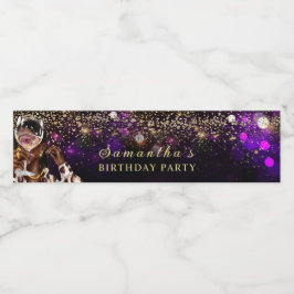 Gepersonaliseerde Afro-Amerikaanse vrouw verjaarda Waterfles Etiket