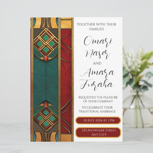 Gepersonaliseerde Afrocentrische bruiloft uitnodig Kaart (Staand voorkant)