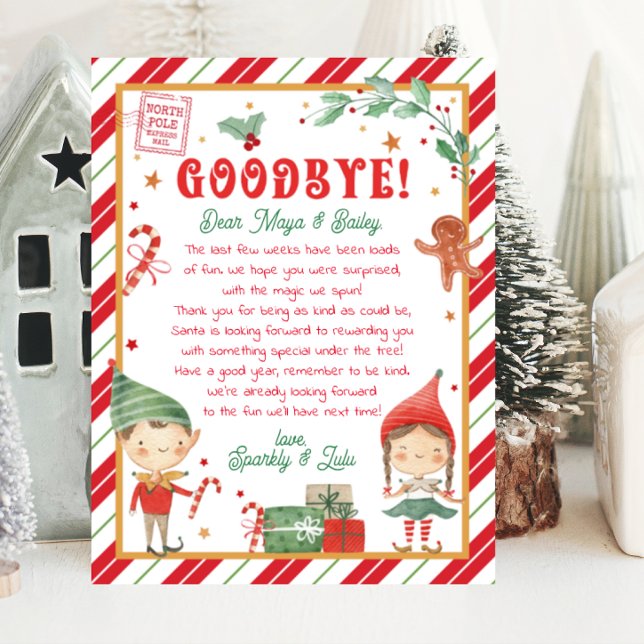 Gepersonaliseerde afscheidsbrief (Goodbye elf letter to celebrate your time with your Christmas elf. Say goodbye to your Christmas Elf)