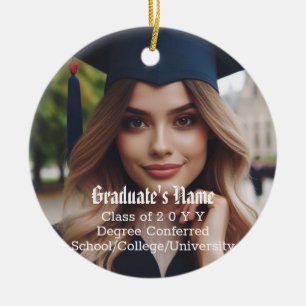 Gepersonaliseerde Afstudeerder foto, naam en Afstu Keramisch Ornament