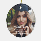 Gepersonaliseerde Afstudeerder foto, naam en Afstu Keramisch Ornament (Links)