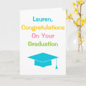 Gepersonaliseerde afstudeerdop Gefeliciteerd Kaart (Gele Bloem)