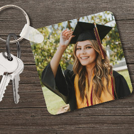 Gepersonaliseerde afstudeerfoto voor afgestudeerde sleutelhanger