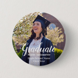 Gepersonaliseerde Afstuderen Afstuderen foto Ronde Button 5,7 Cm