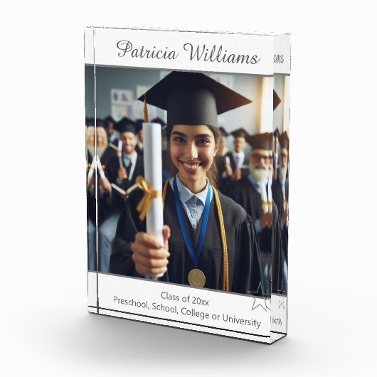 Gepersonaliseerde Afstuderen Class Star Photo Plaq Fotoblokken (Rechts)