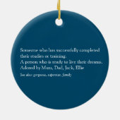 Gepersonaliseerde Afstuderen definitie modern blau Keramisch Ornament (Achterkant)