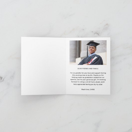 Gepersonaliseerde Afstuderen foto Dank u kaart (Binnen)