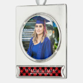 Gepersonaliseerde Afstuderen Foto, Naam Ornament Verzilverd Banner Ornament (Links)