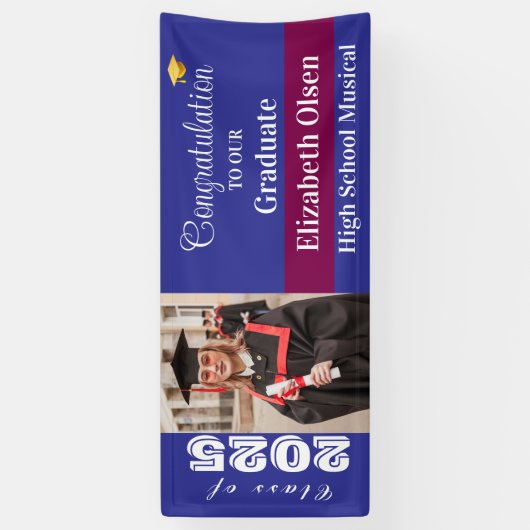 Gepersonaliseerde Afstuderen foto, naam Spandoek (Verticaal)