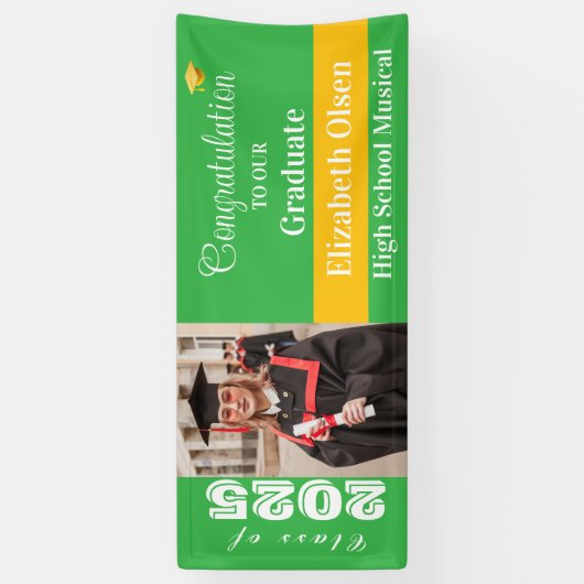 Gepersonaliseerde Afstuderen foto, naam Spandoek (Verticaal)