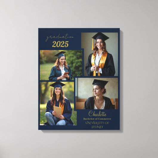 Gepersonaliseerde Afstuderen Fotocollage Canvas Pr Afdruk (Voorkant)