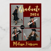 Gepersonaliseerde Afstuderen fotocollage Folie Uitnodiging (Voorkant)