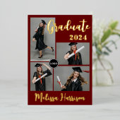 Gepersonaliseerde Afstuderen fotocollage Folie Uitnodiging (Staand Voorkant)