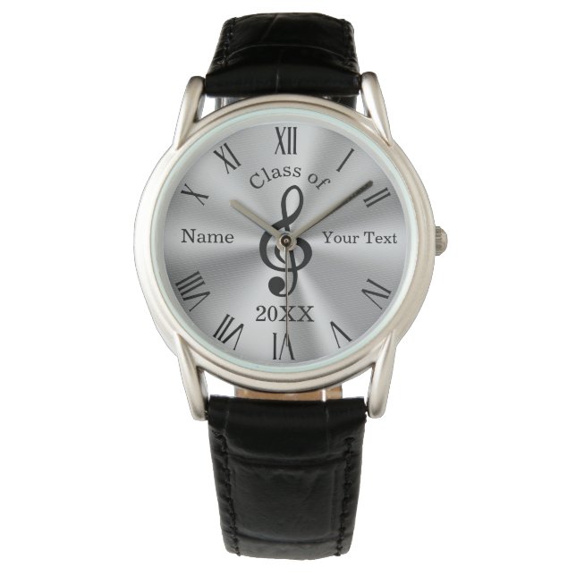 Gepersonaliseerde Afstuderen geschenken voor Music Horloge (Voorkant)
