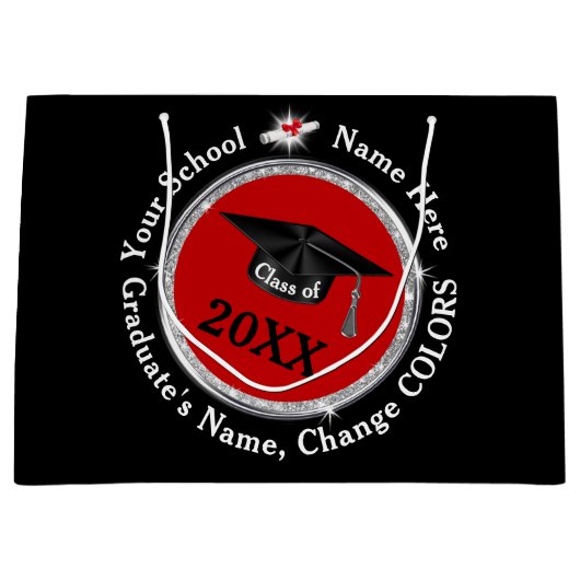 Gepersonaliseerde, Afstuderen geschenktassen, zwar Groot Cadeauzakje (Voorkant)