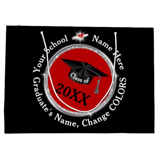 Gepersonaliseerde, Afstuderen geschenktassen, zwar Groot Cadeauzakje (Achterkant)