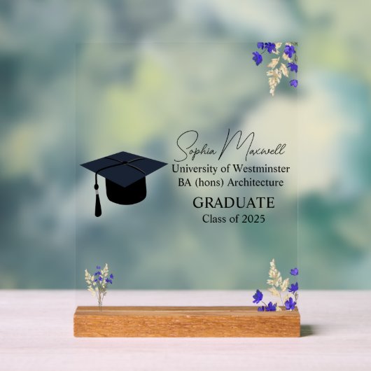 Gepersonaliseerde Afstuderen Gift, Afstuderen Plaq Acryl Bord (Neutraal)