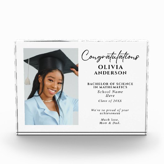 Gepersonaliseerde Afstuderen Gift Custom Bericht F Fotoblokken (Voorkant)