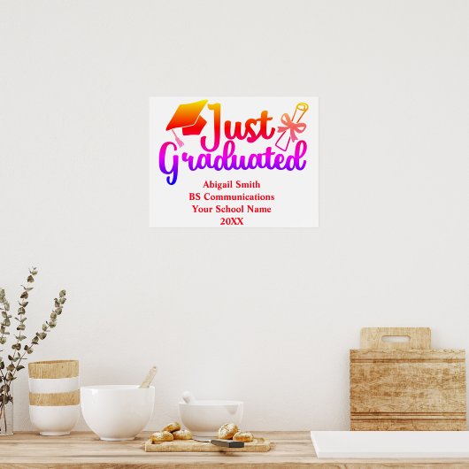 Gepersonaliseerde Afstuderen Gift Name, Year, Scho Poster (Keuken)