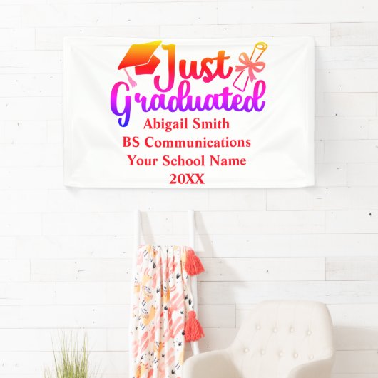 Gepersonaliseerde Afstuderen Gift Name, Year, Scho Spandoek (Insitu)