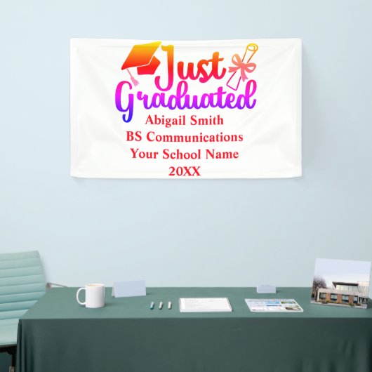 Gepersonaliseerde Afstuderen Gift Name, Year, Scho Spandoek (Beurs)