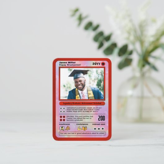 Gepersonaliseerde Afstuderen Kaart Afstuderen Trad Contactkaartje (Staand voorkant)