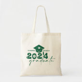 Gepersonaliseerde Afstuderen Klasse van 2024 Groen Tote Bag (Voorkant)