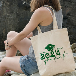 Gepersonaliseerde Afstuderen Klasse van 2024 Groen Tote Bag