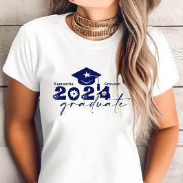 Gepersonaliseerde Afstuderen klasse van 2024 Navy  T-shirt