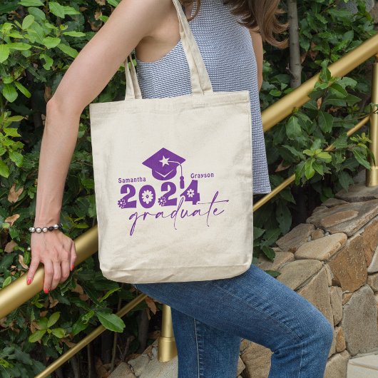 Gepersonaliseerde Afstuderen klasse van 2024 Paars Tote Bag