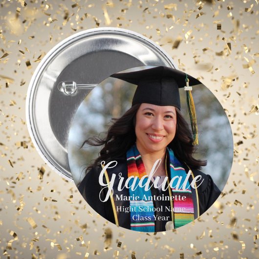 Gepersonaliseerde Afstuderen moderne foto Ronde Button 5,7 Cm
