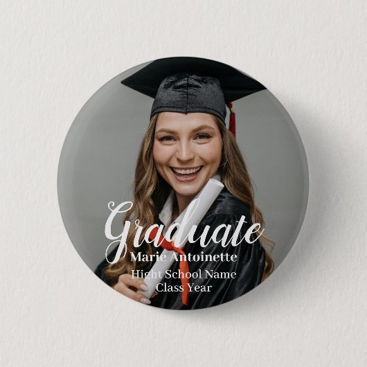 Gepersonaliseerde Afstuderen moderne foto Ronde Button 5,7 Cm (Voorkant)