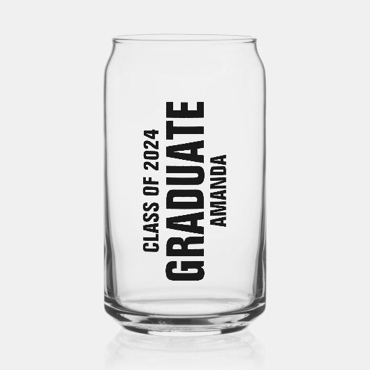 Gepersonaliseerde Afstuderen naam Blikvorm Glas (Voorkant)