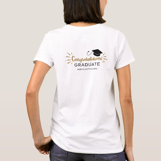 Gepersonaliseerde Afstuderen naam, jaar, schoolfee T-shirt (Achterkant)