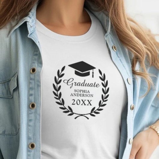 Gepersonaliseerde Afstuderen naam & klasse lauwerk T-shirt