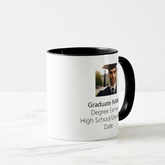 Gepersonaliseerde Afstuderen Photo Afstuderen Zwar Mok (Voorkant rechts)