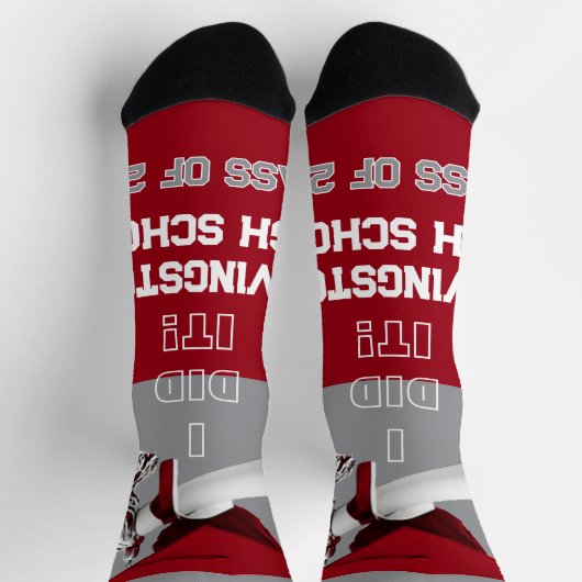 Gepersonaliseerde Afstuderen Sokken - Rood & Grijs (Top)