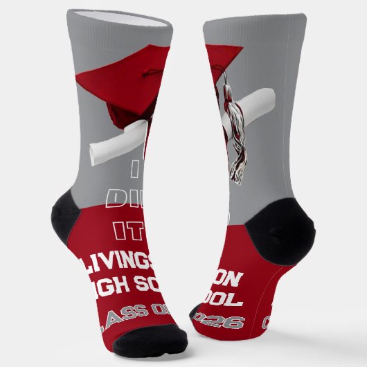 Gepersonaliseerde Afstuderen Sokken - Rood & Grijs (Gebogen)