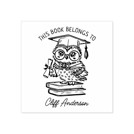 Gepersonaliseerde Afstuderen uil Bookplate Rubberstempel (Afrduk)