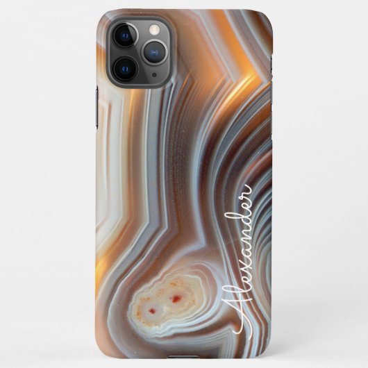 Gepersonaliseerde Agate Handgeschreven Naam Trendy iPhone Hoesje (Achterkant)
