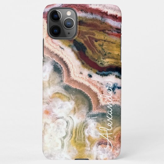 Gepersonaliseerde Agate Handgeschreven Naam Trendy iPhone Hoesje (Achterkant)