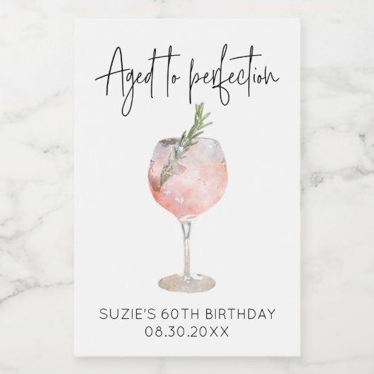 Gepersonaliseerde Aged to Perfection Mini Wijn Etiket (Enkel label)