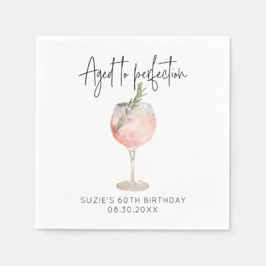 Gepersonaliseerde Aged to Perfection Verjaardag Servet (Voorkant)
